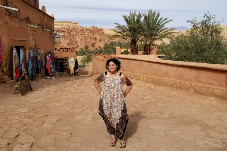Bela outside a kasbah in Morocco