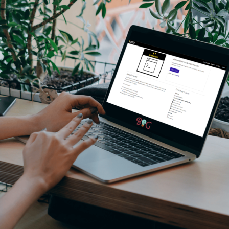 Laptop with a course on the screen