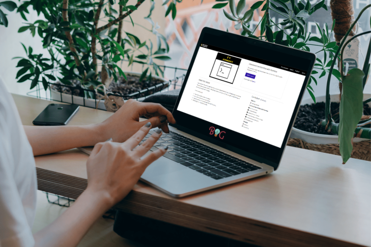 Laptop with a course on the screen